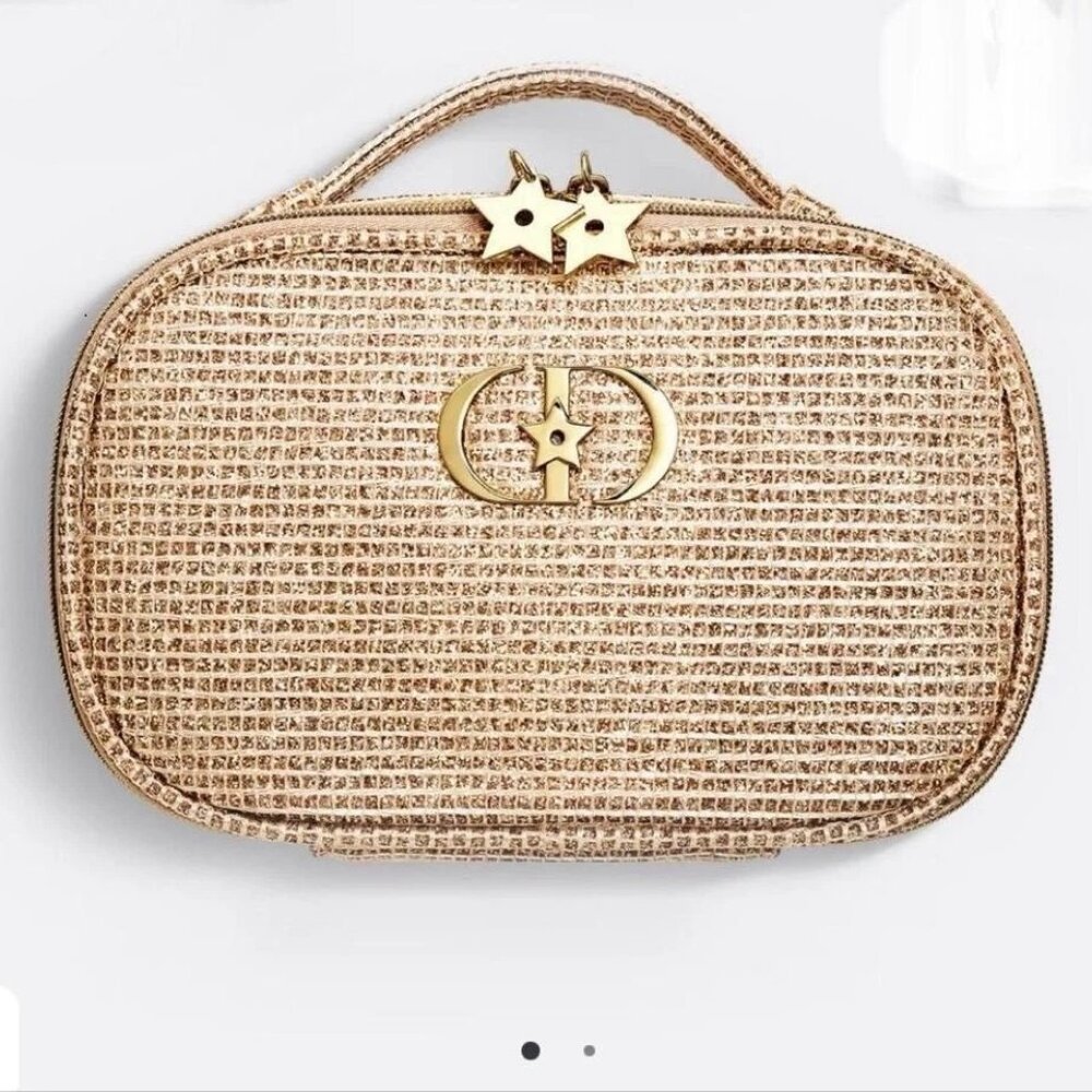 NEW CHRISTIAN DIOR LIMITED EDITION GOLD WOVEN SPARKLY POUCH